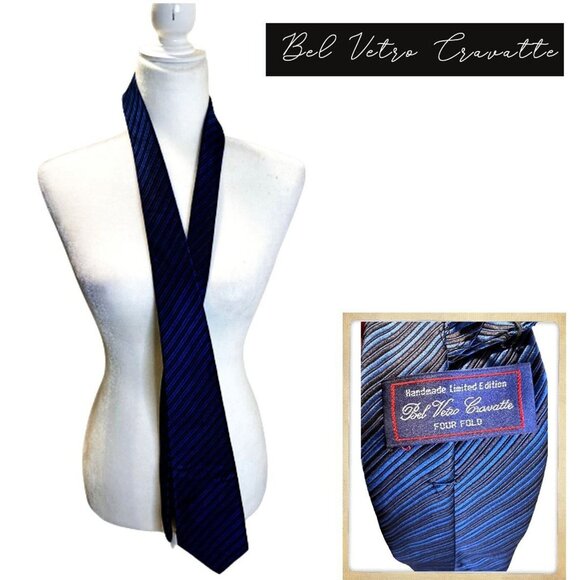 Bel‎ Vetro Cravatte Limited Edition Mens Stripe Tie Handmade - Picture 1 of 4